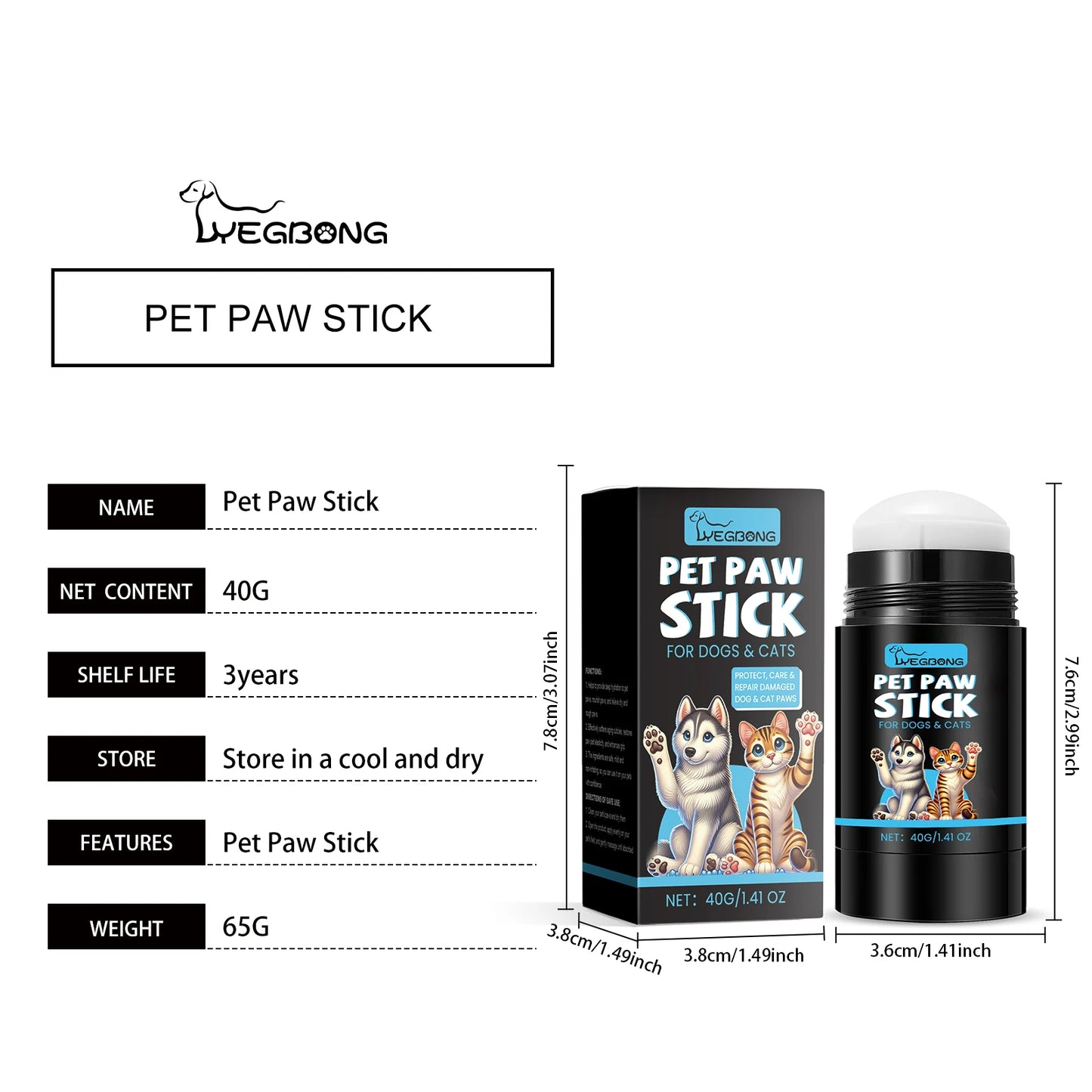 YEGBONG Cat And Dog Paw Balm Stick Moisturizing For Winter Care Anti Cracking Nourish