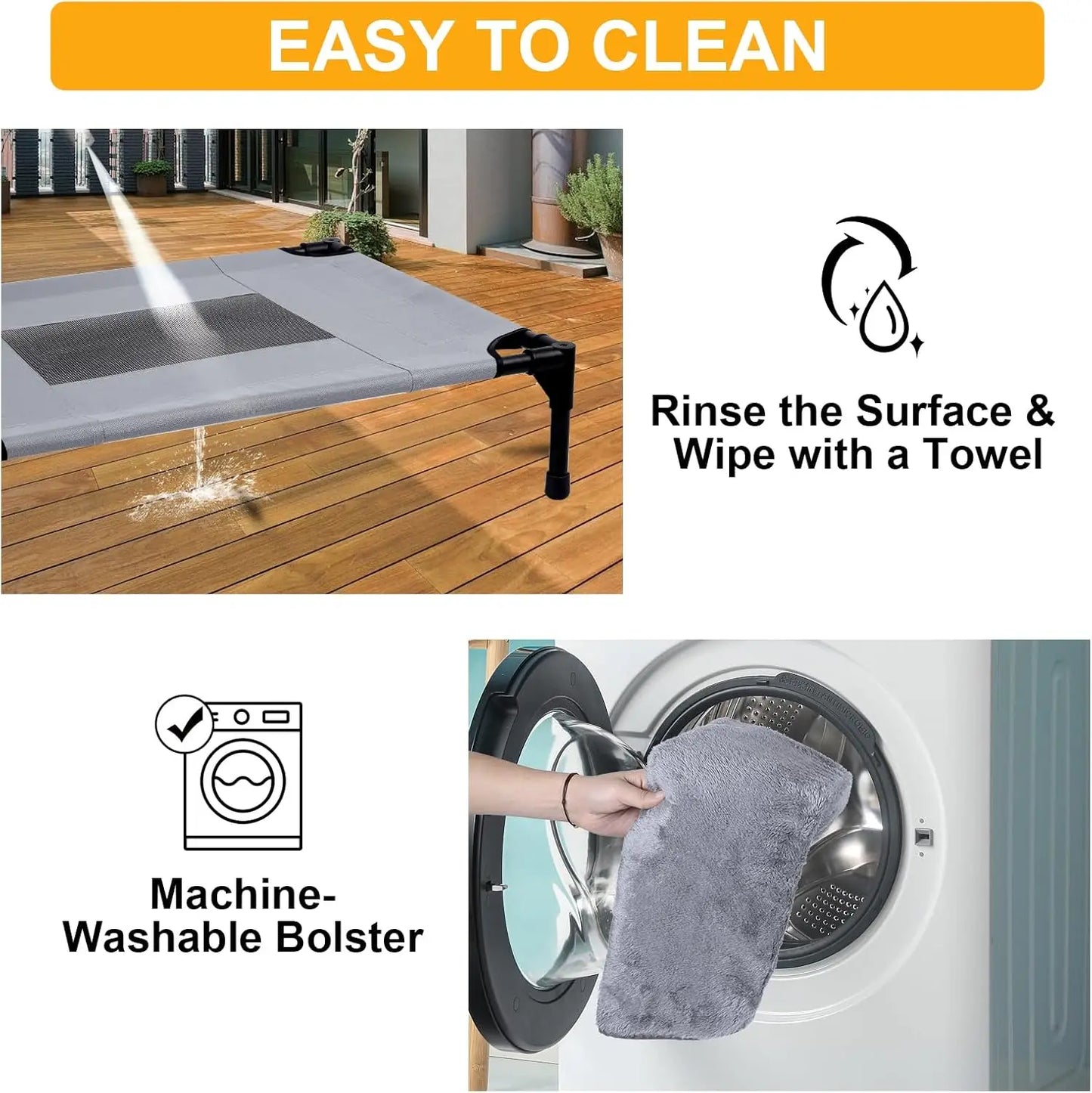 Wn's Day Outdoor Elevated Dog Bed With Chew Resistant HeavyBreathableFabricWrapX