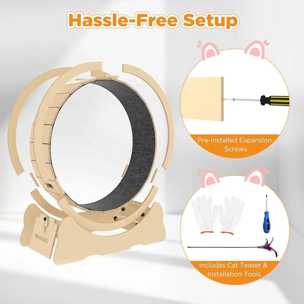 Silent Indoor Cat Exercise Wheel With Removable Carpet