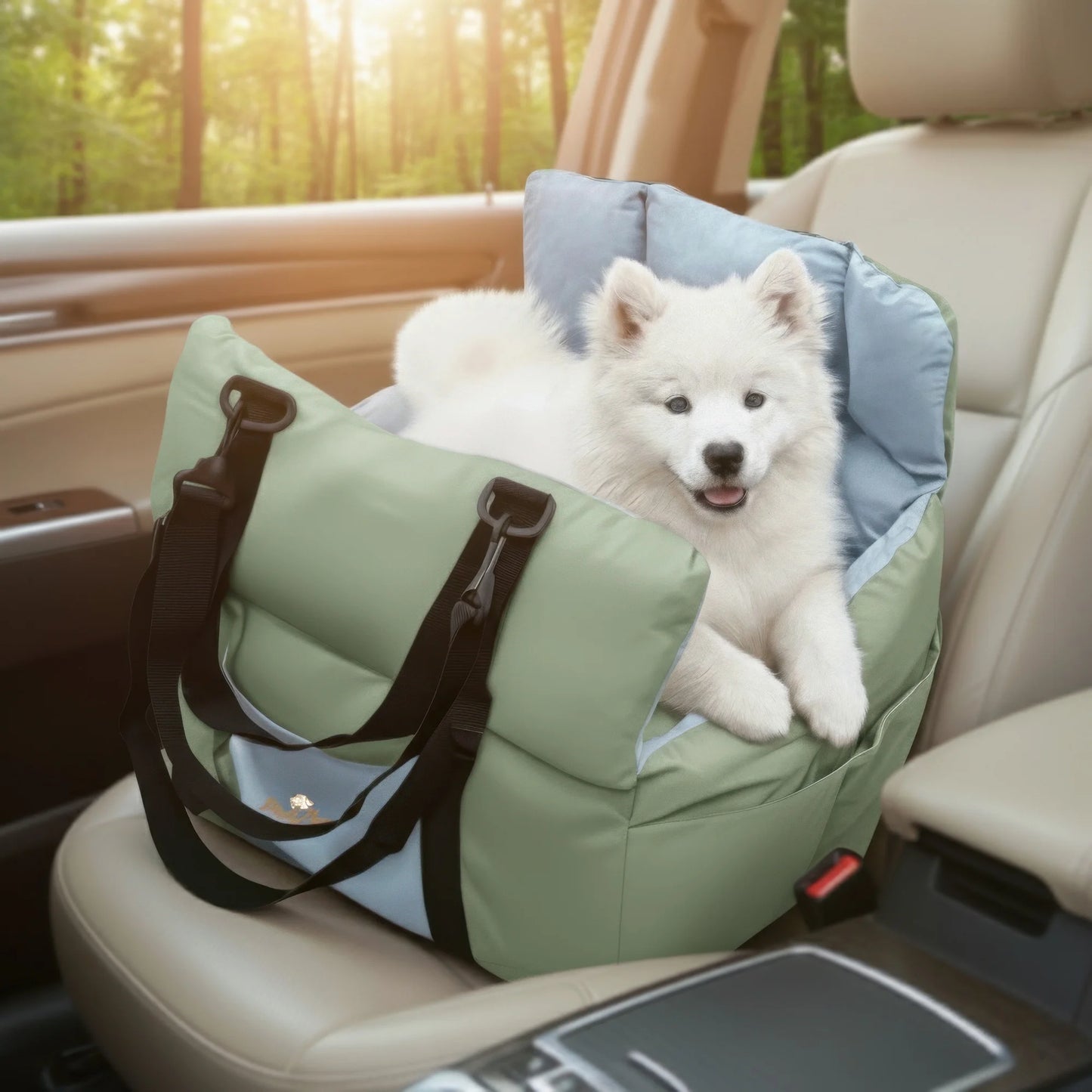 Dog Car Seat Travel Bed Carrier With ClipOn Leash Pockets