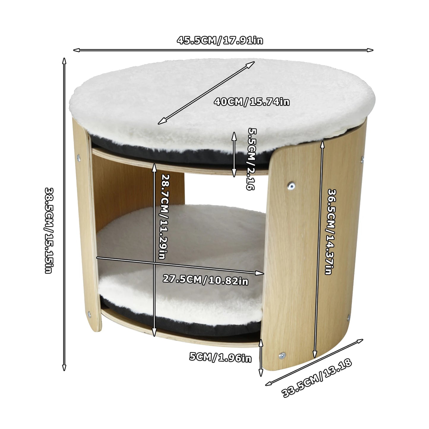 BINGOPAWCN Elevated CatBed TwoTier CatTree Indoors BambooFrame PlushMat Durable Design