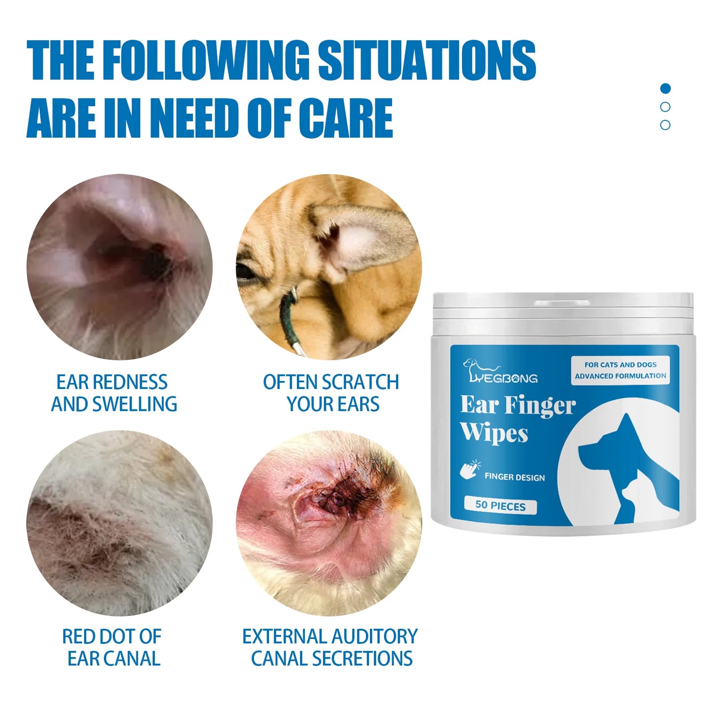 YEGBONG ProfessionalGrade EarCleaning FingerWipes For Dogs And Cats OdorElimination