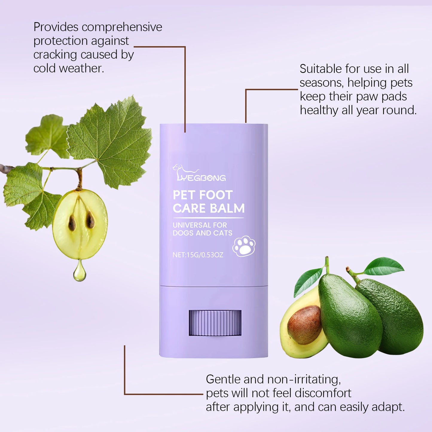 YEGBONG Pet Paw Cold Weather Moisturizer Balm Avocado Nourish