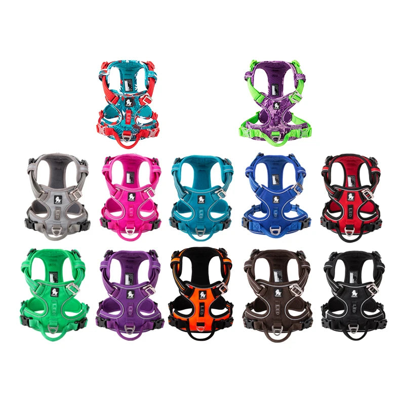 TRUELOVECN Reflective Nylon Dog Harness No Pull Adjustable
