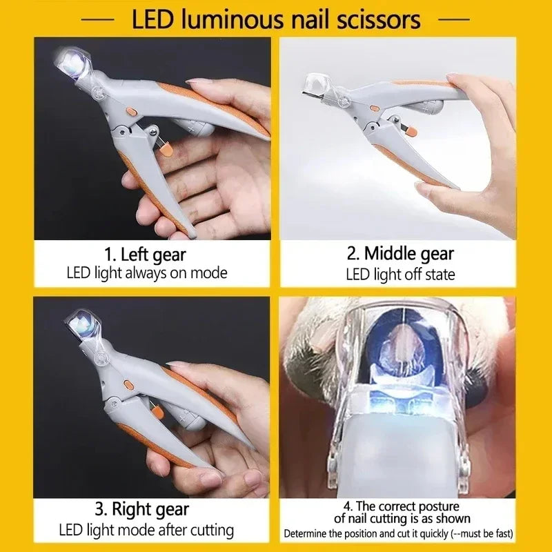 Pet Nail Clippers With LED Light For Cats And Dogs Soft Grip Nail Cutter Scissors