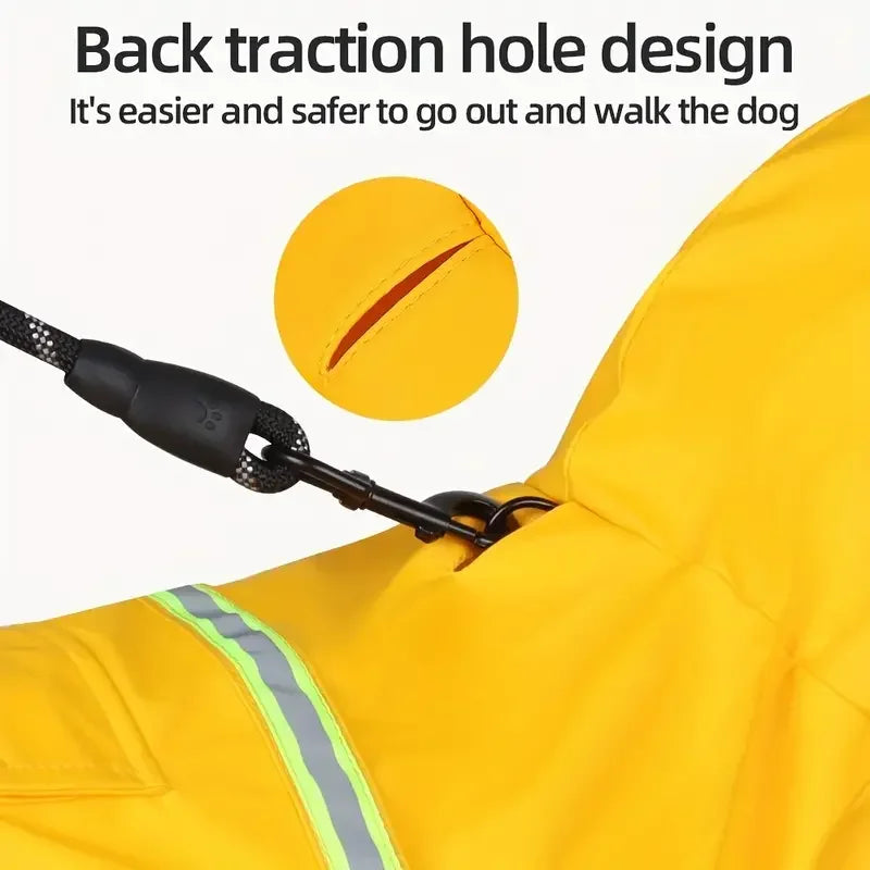 Hooded Dog Raincoat Cape Style Reflective Waterproof Coat