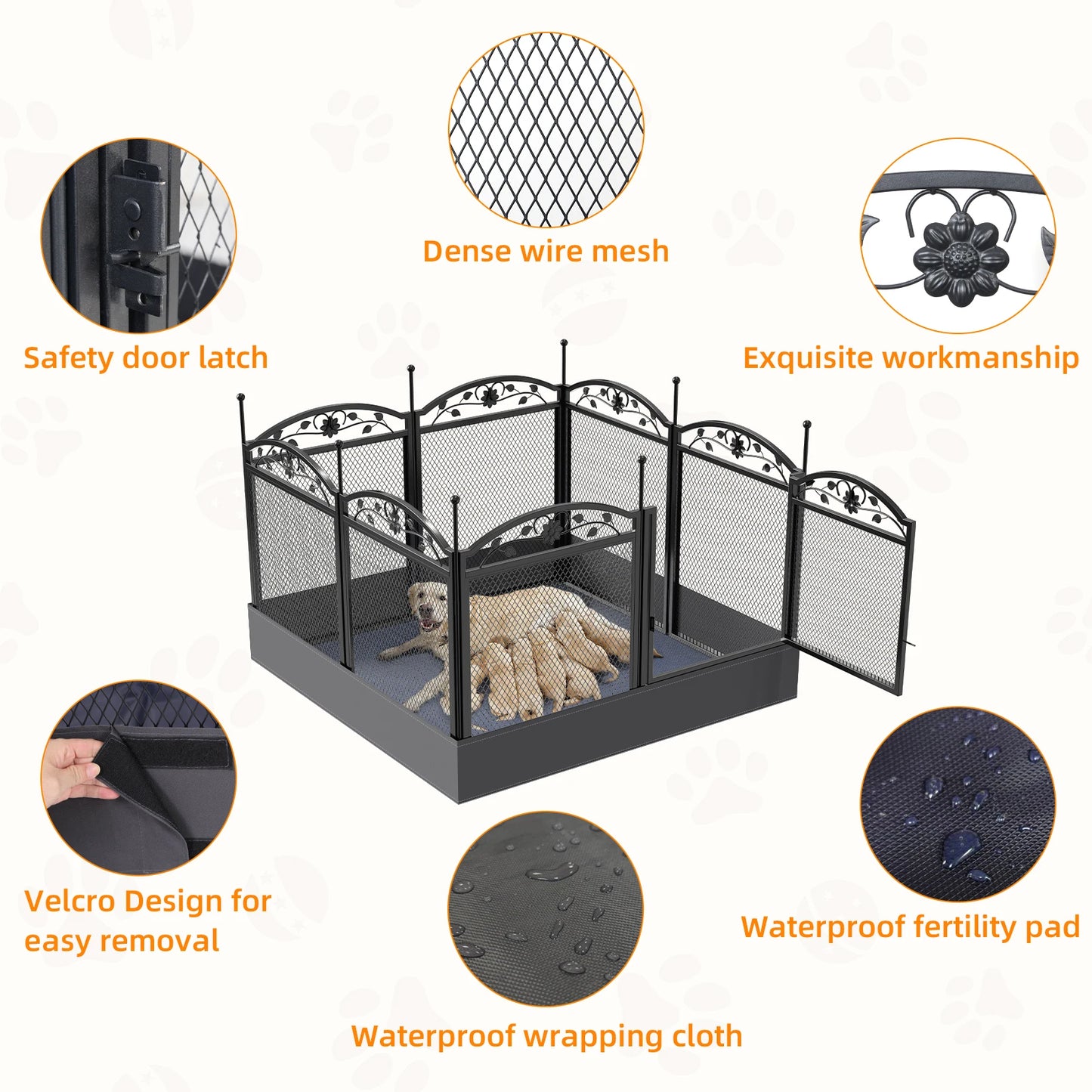 Borwar Heavy Duty Dog Playpen Exercise Enclosure Whelping Pen