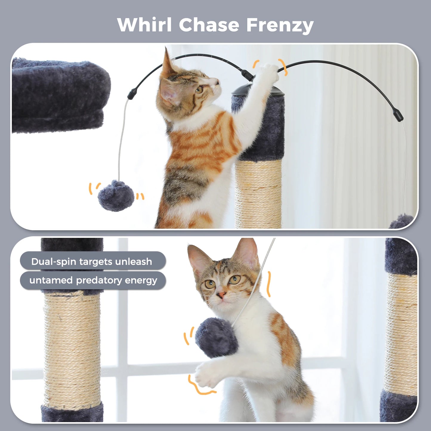 PAWZ Road Multi Level Cat Tree Tower With Sisal Scratching Posts And Soft Top Perch Large Cat Condo