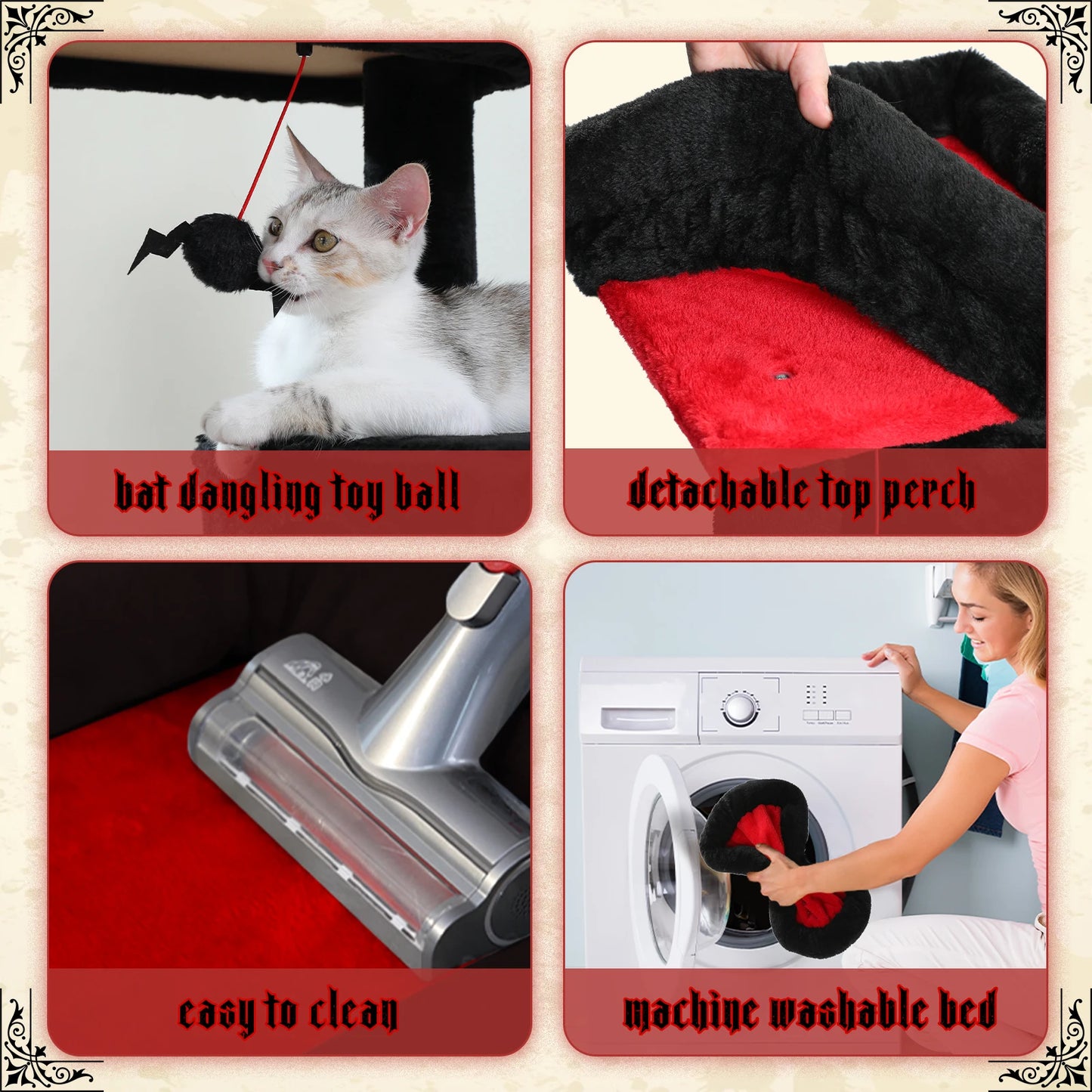 PAWZ Road Gothic Cat Tree Indoor Tower With UltraDurableSisalHammockWithWideBase