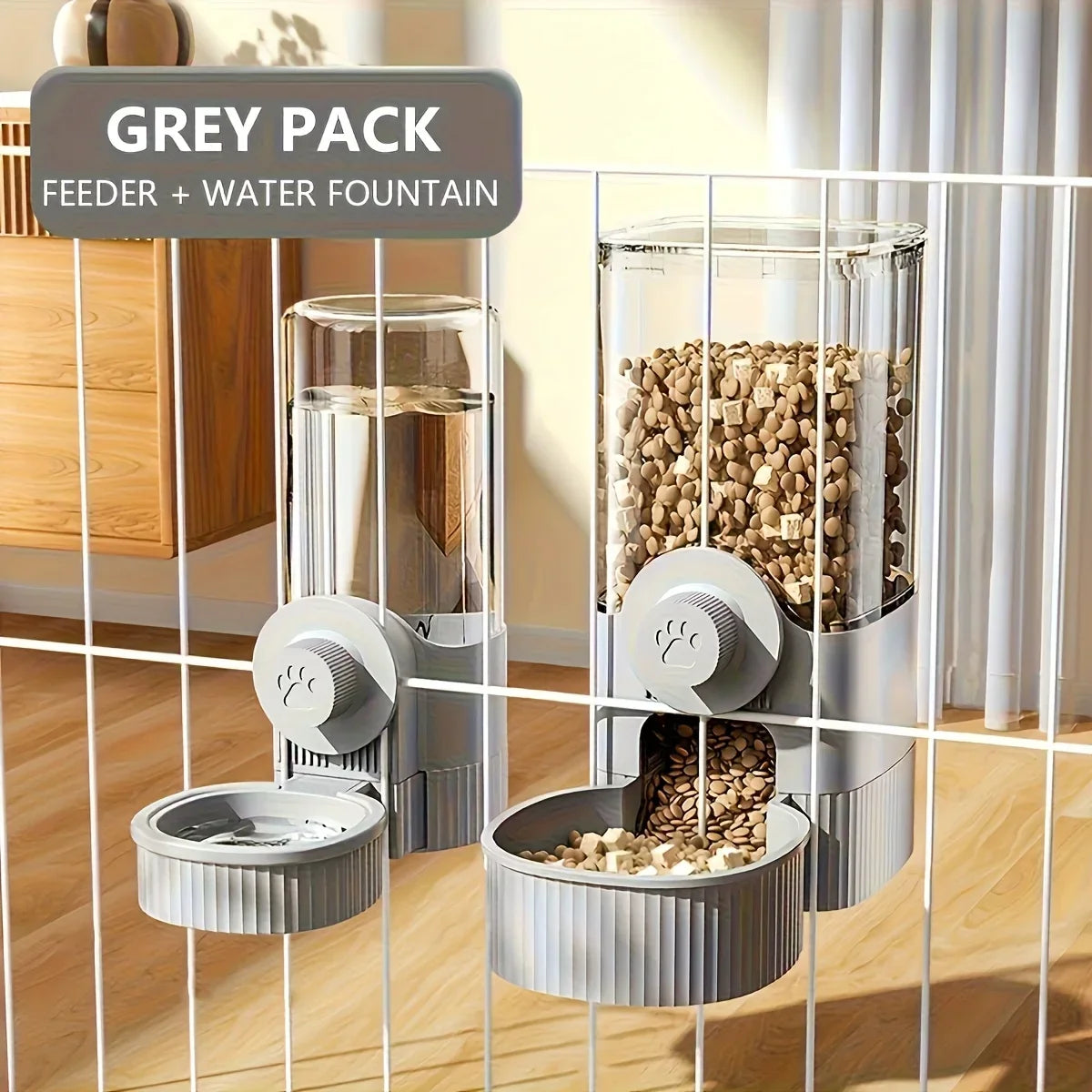 Automatic Hanging Pet Water Dispenser Gravity Flow Multi Bowl Feeder