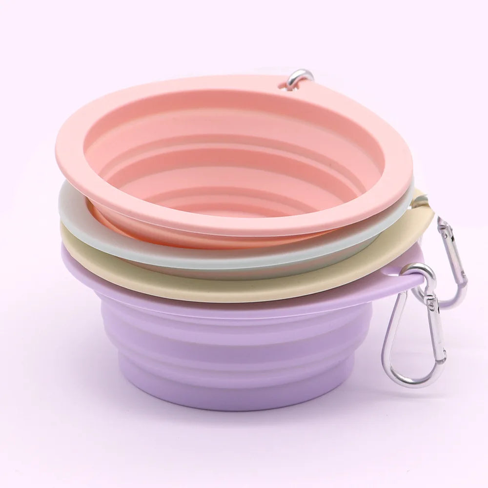 Collapsible Outdoor ExtraLongEnduranceCarabinerDogFoodWaterBowls UltraCarabinerTravel