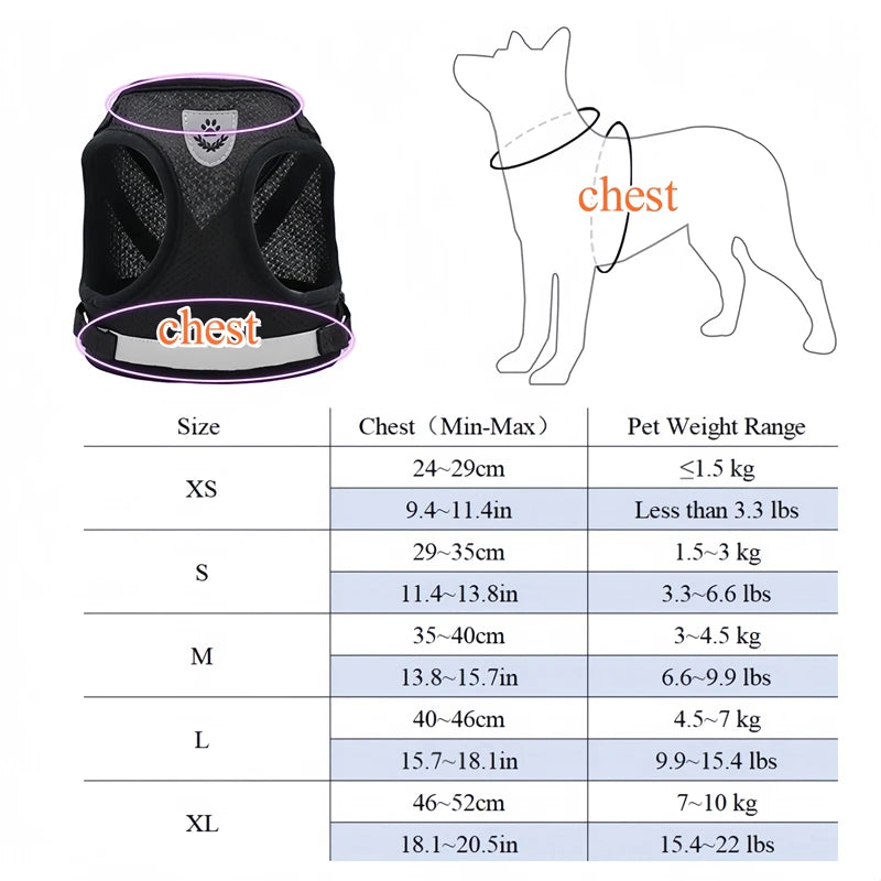 YTYINCN Adjustable Dog And Cat Harness And Leash Set Vest Harness For Pets With Reflective Straps