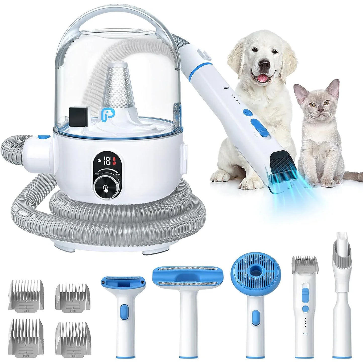 HiMISS Pet Grooming Kit With 2L Vacuum And 5 Tools