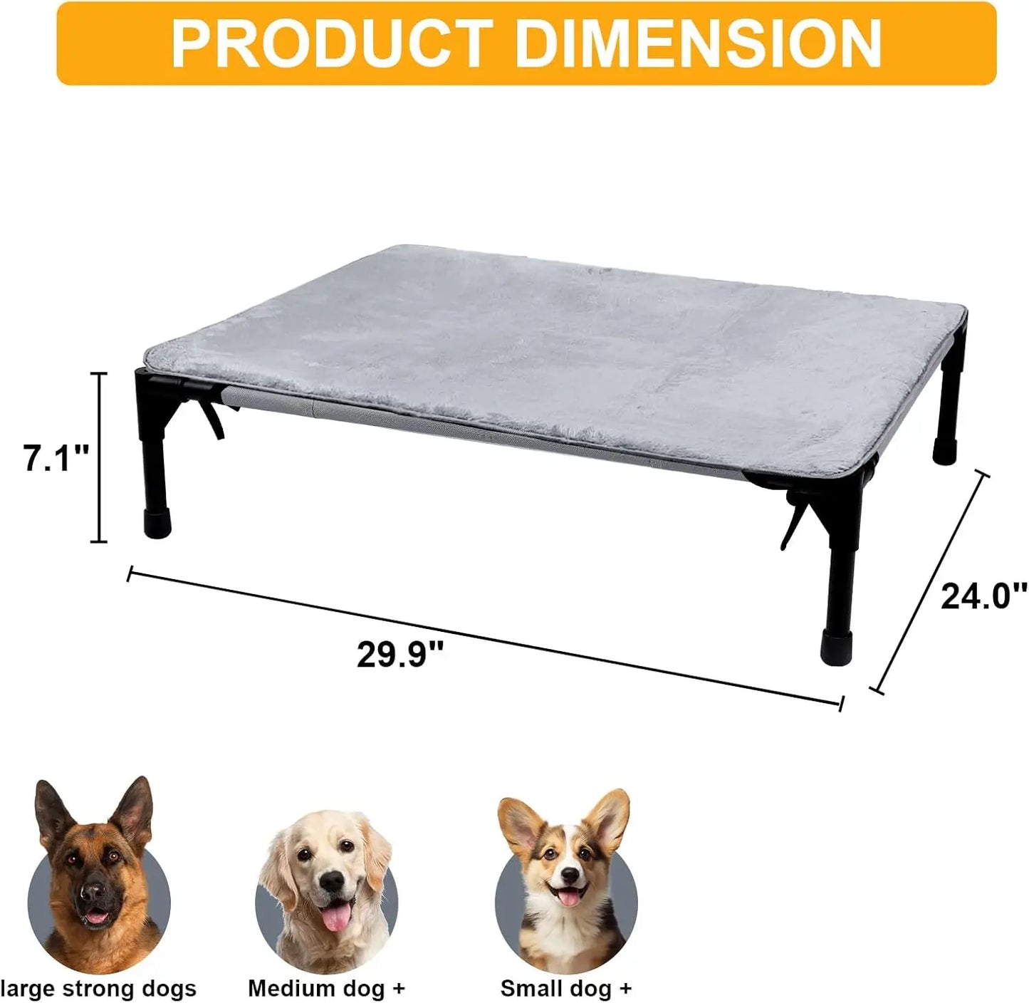 Wn's Day Outdoor Elevated Dog Bed With Chew Resistant HeavyBreathableFabricWrapX