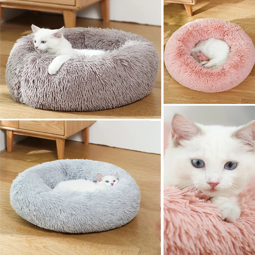 Donut Dog Bed Warm Plush Cushion For Dogs And Cats