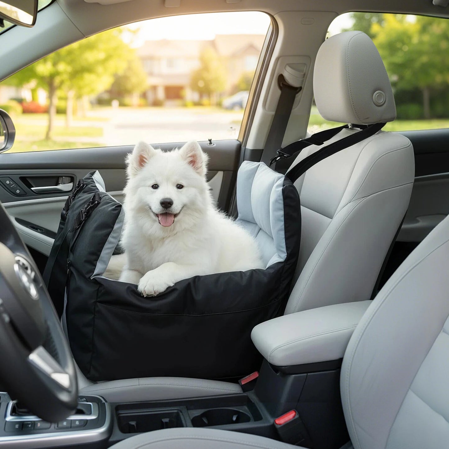 Dog Car Seat Travel Bed Carrier With ClipOn Leash Pockets