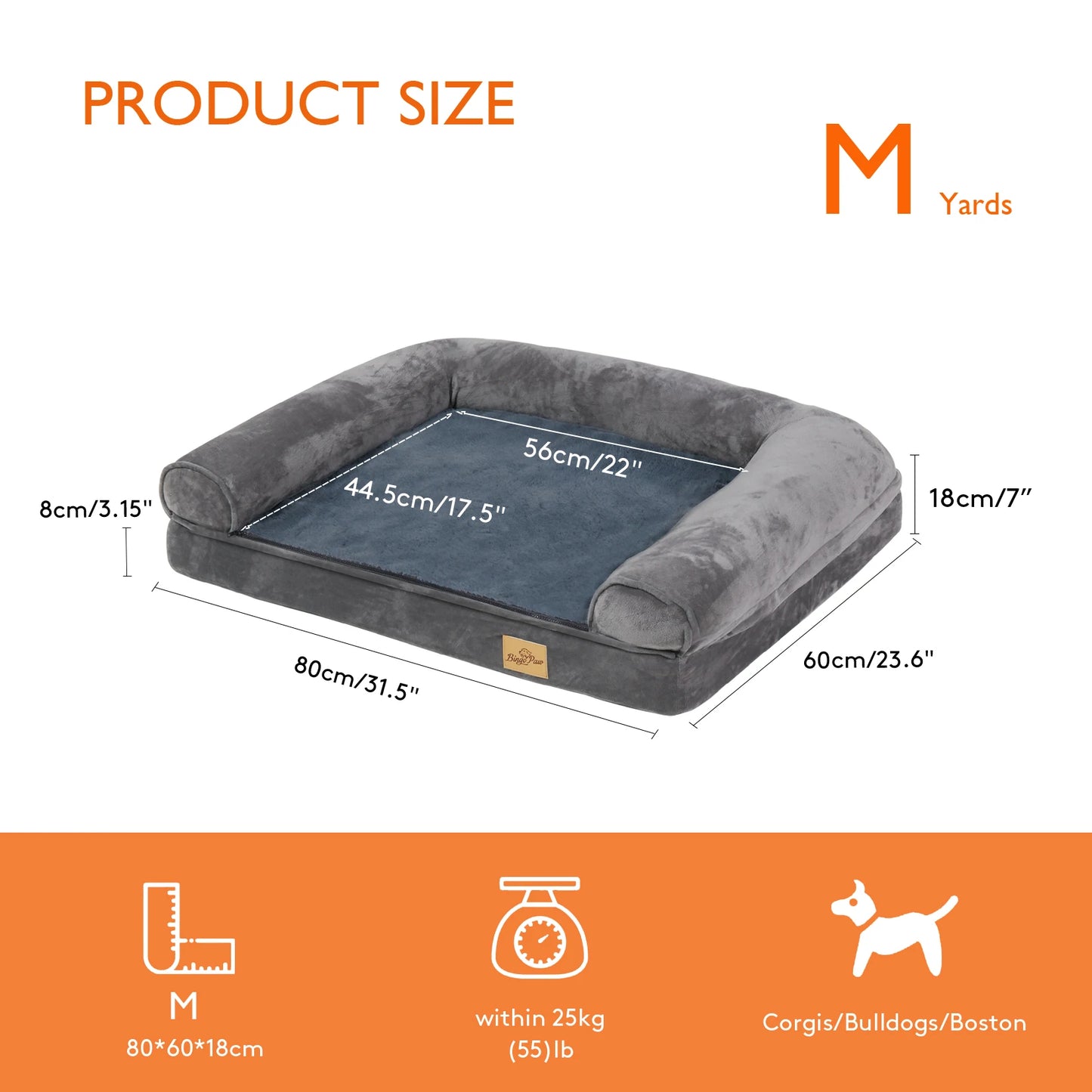 BINGOPAW PremiumPlus Orthopedic Therapeutic Dog Bed With Removable Washable Cover