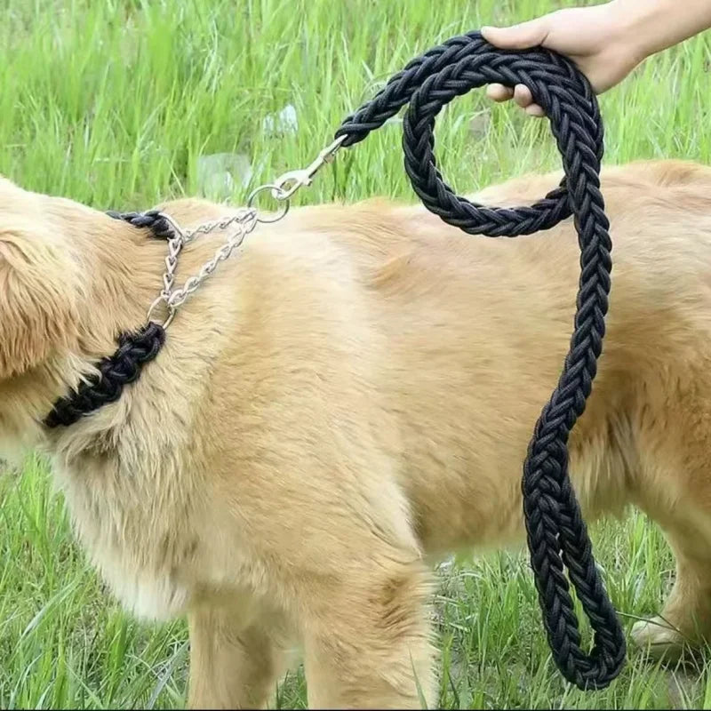 NONECN Nylon Braided Dog Leash Traction Rope For Bulldog Rottweiler