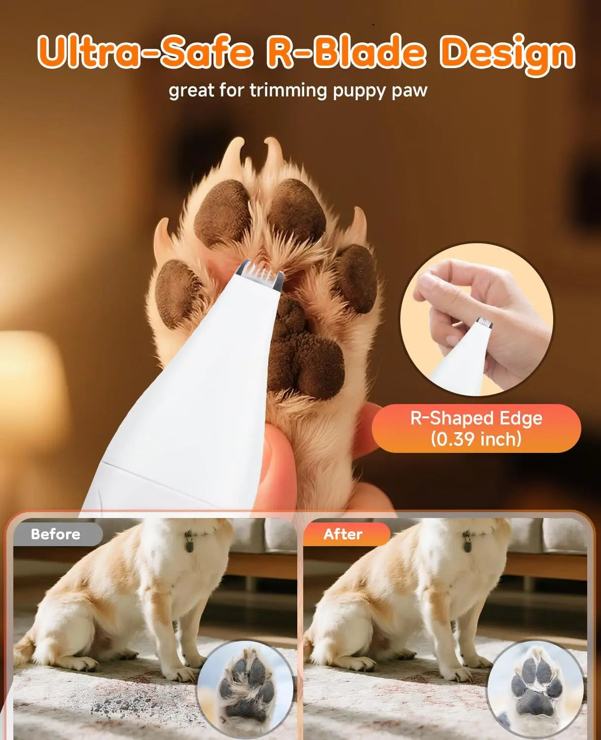 Dog Trimmer Paws 14in1 CordlessGroomingSystem Kit UltraQuietNailGrinder Attachment Clippers