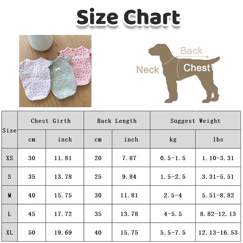 Floral Print Dog Vest T Shirt For Chihuahua Bulldog