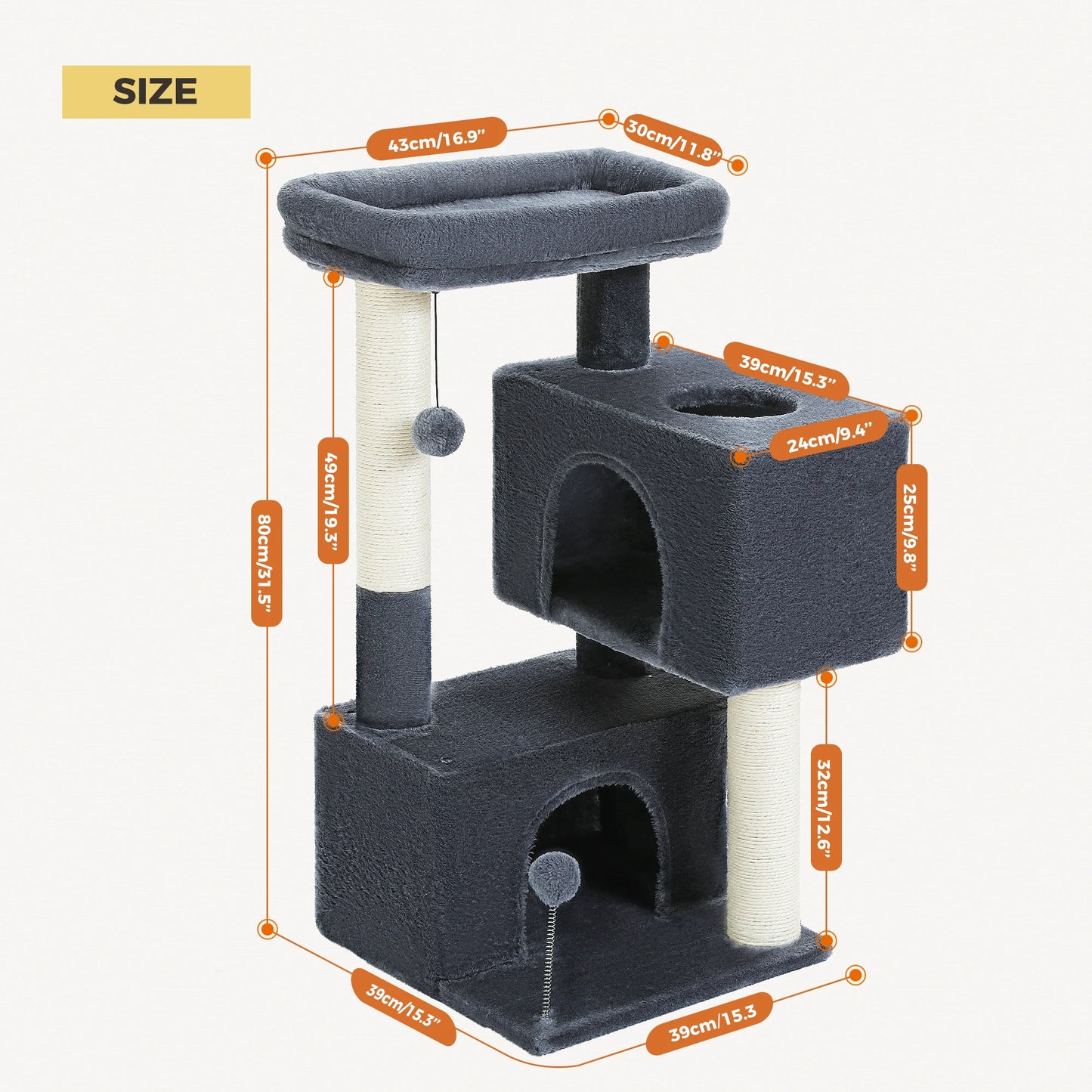 PAWZ Road Indoor Cat Tree Multi Level Tower With Condos