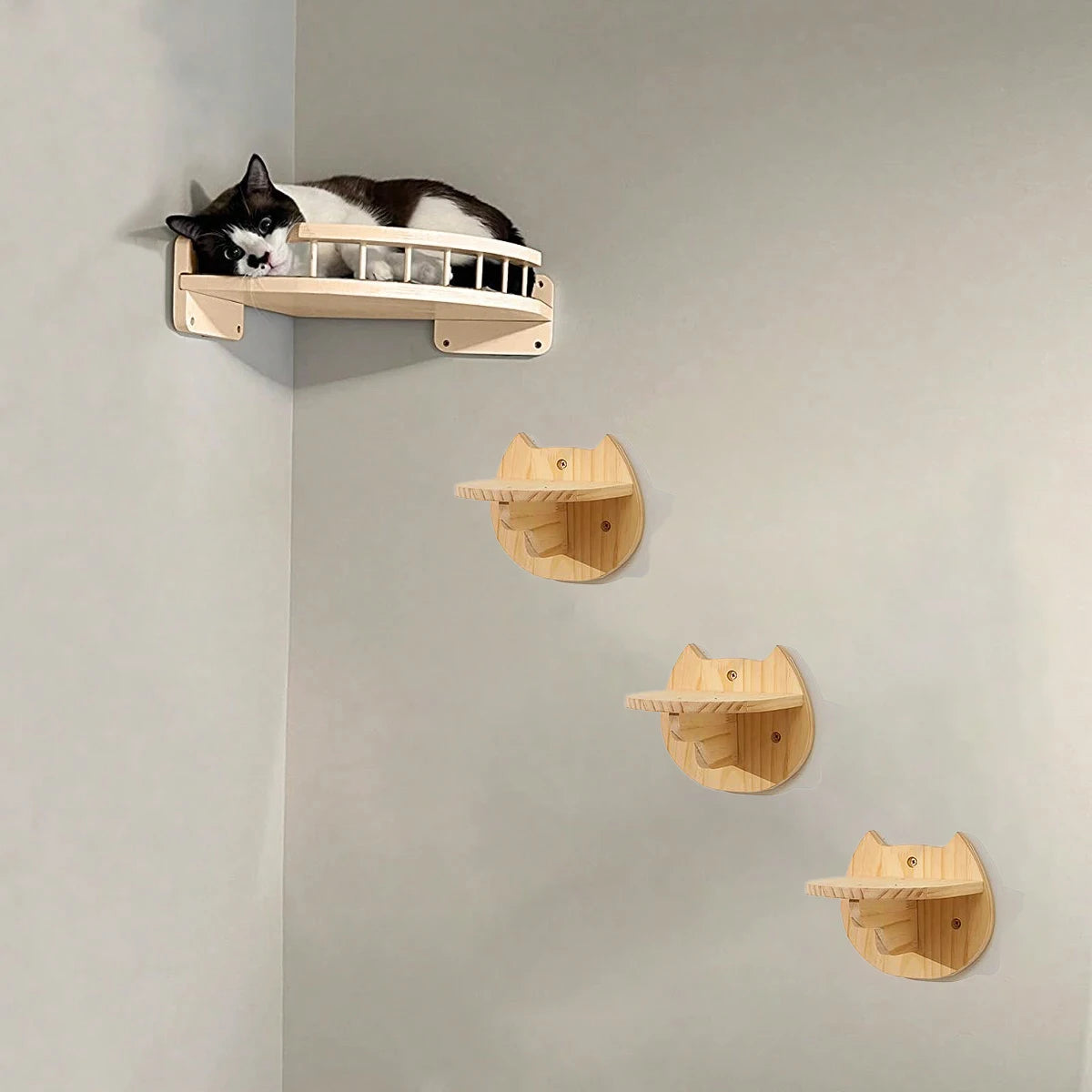 PETRAVELCN Corner Hammock With Steps Cat Tree For Indoor Cats