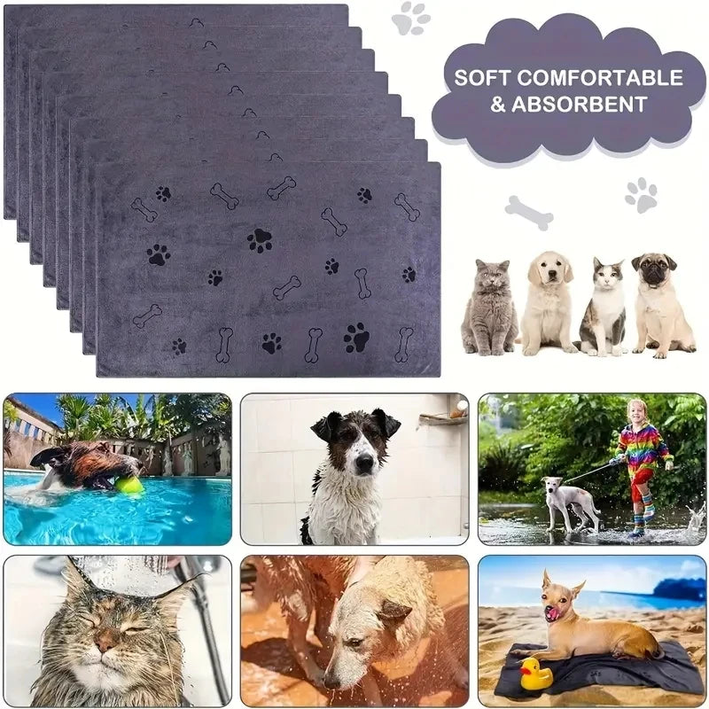 None Microfiber Dog Towels Quick Dry Absorbent Bath Grooming Towels For Dogs Pets