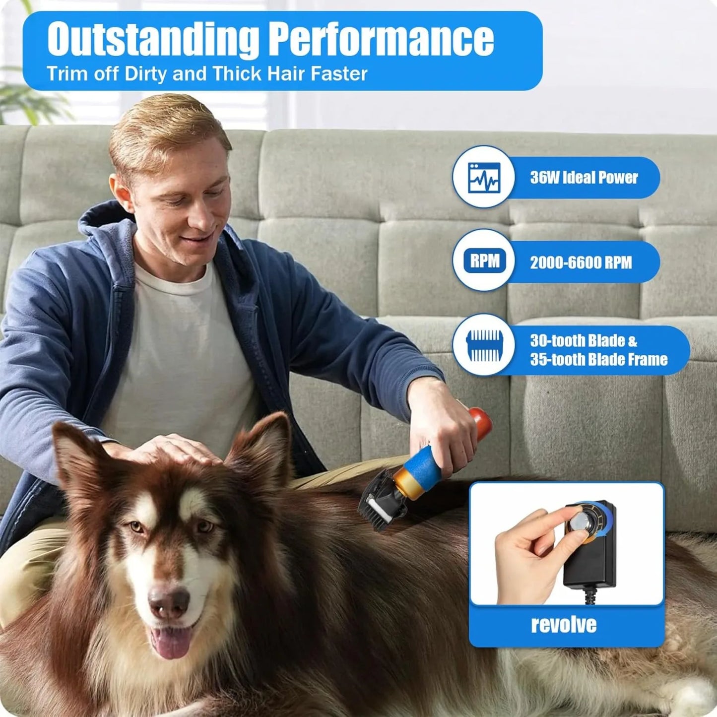 Bymaocar 200W Electric Pet Clippers Kit Low Noise Grooming Trimmer For Dogs Cats