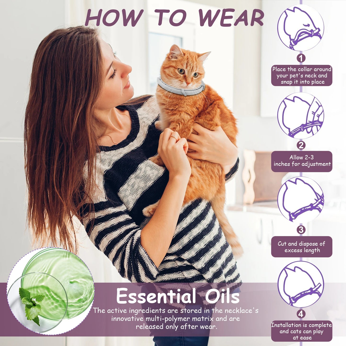 Shunmaii Cat Calming Collar 4 Pack Pheromone Collar Anti Anxiety for Aggression Relief