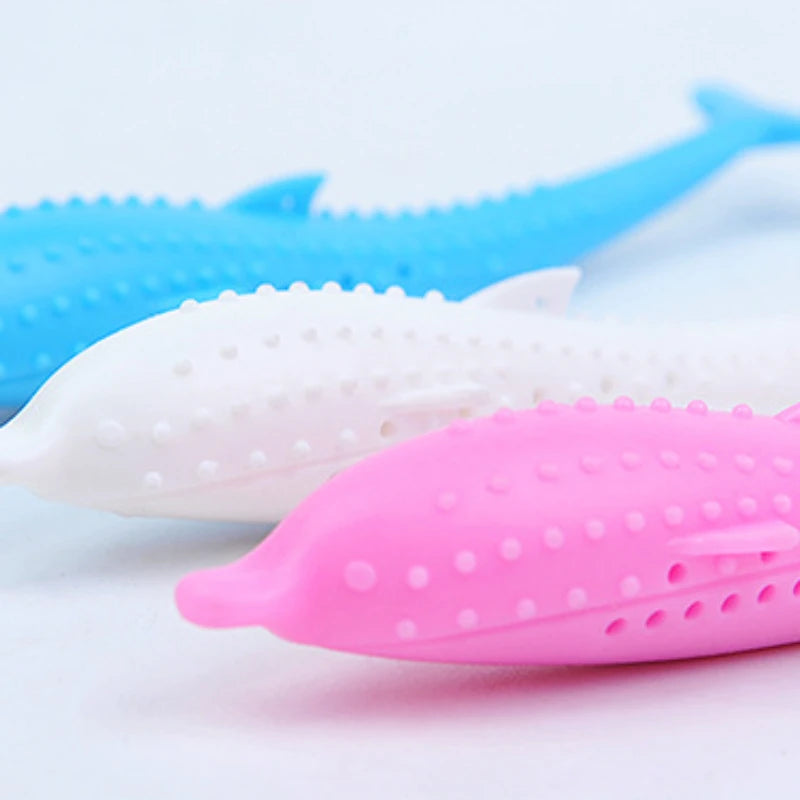 Fish-Shaped Silicone Cat Teeth Brushing Toy Non-Toxic Chew Interactive Experience