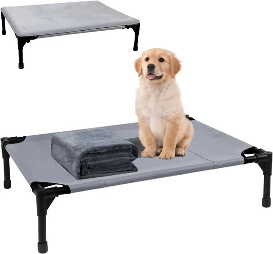Wn's Day Outdoor Elevated Dog Bed With Chew Resistant HeavyBreathableFabricWrapX