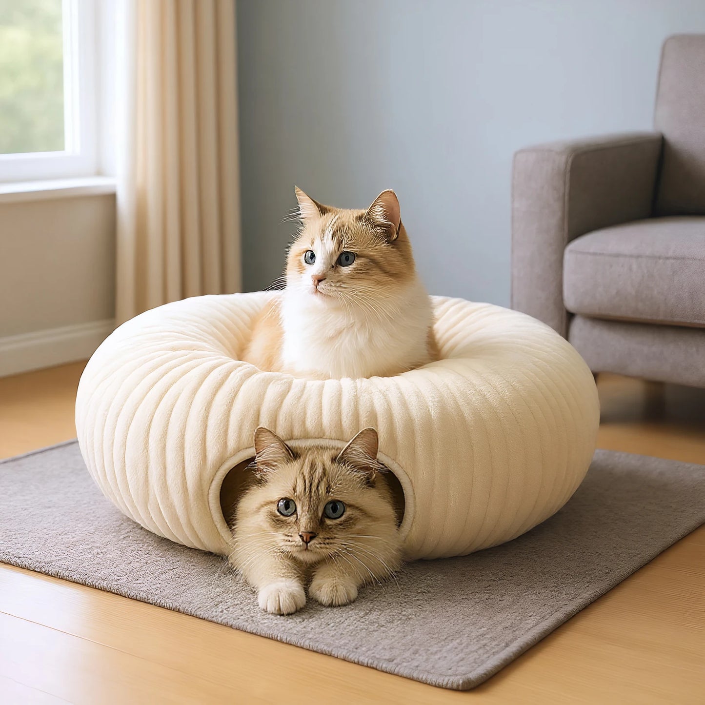 PETRAVELCN Premium Cat Tunnel Bed With Toys 2 In 1