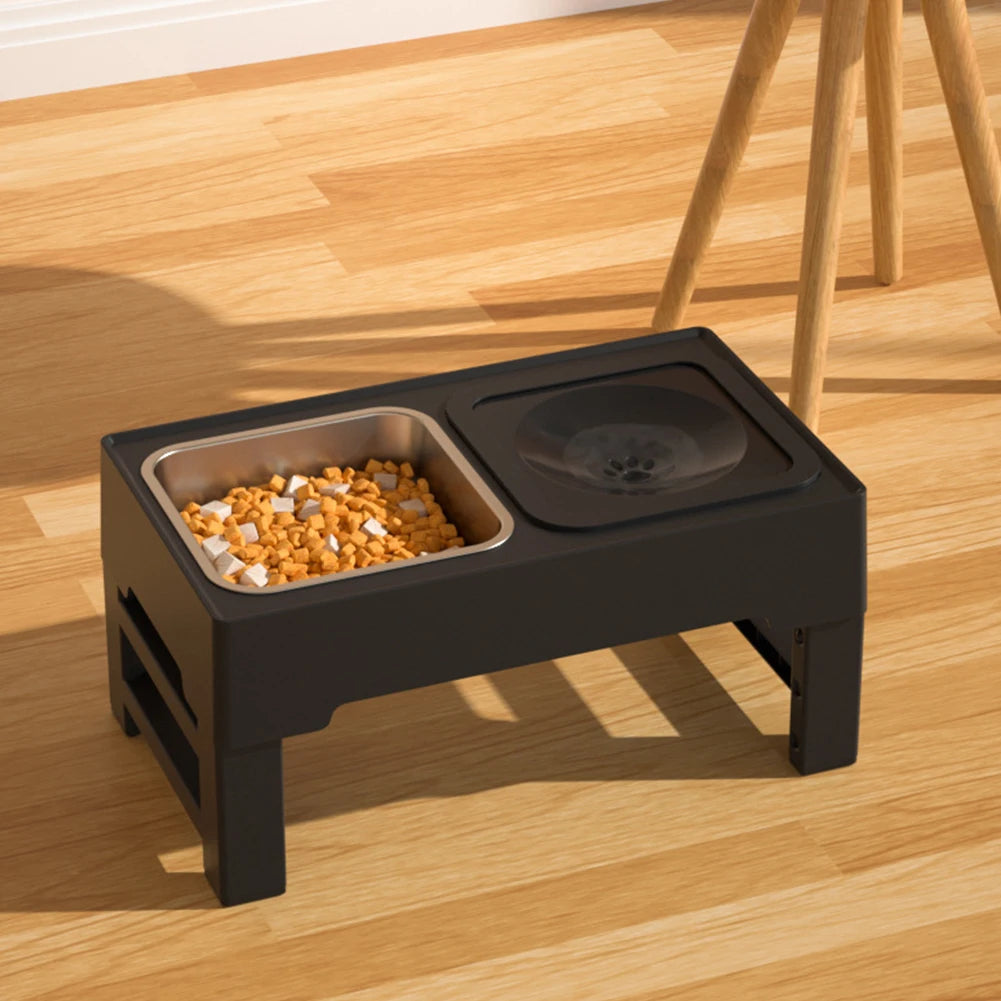 Twister.CK Elevated Slow Feeder Dog Bowl Stand 4-Height Stainless Bowls
