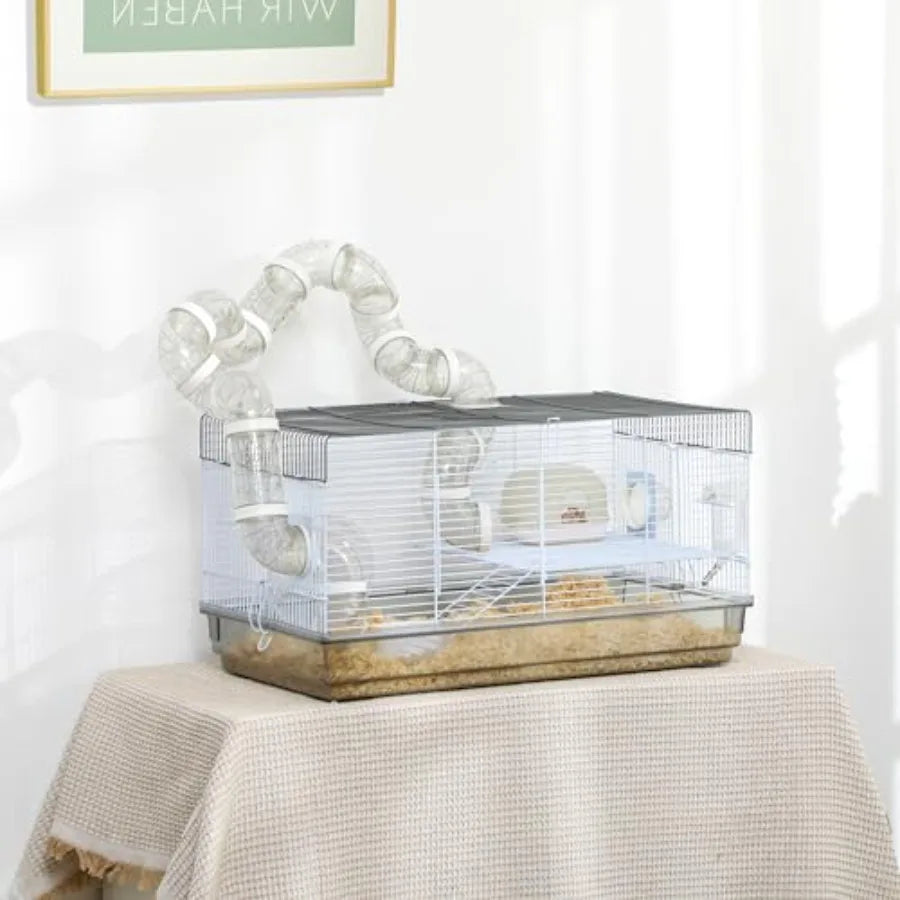 Two Level Hamster Cage With Tubes and Tunnels