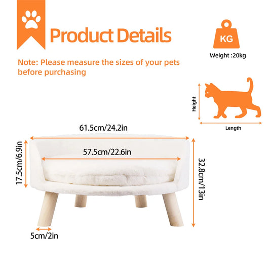 NONECN Luxury Cat Bed Plush Nesting Sofa Washable Waterproof Mat