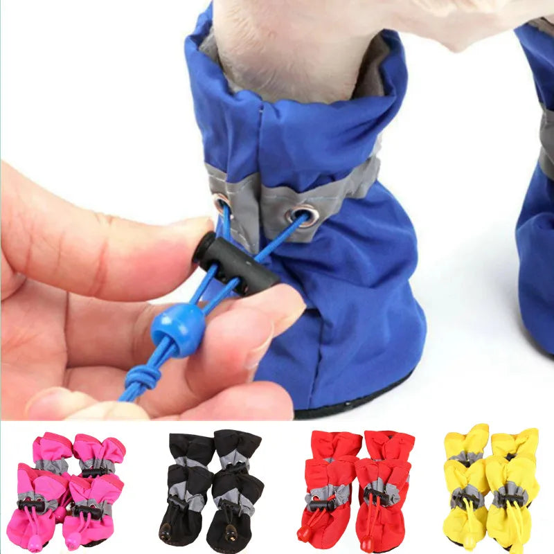 Waterproof Pet Dog Shoes Anti Slip Rain Boots Set Durable