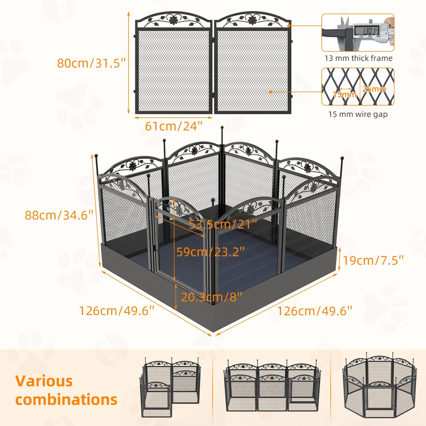 Borwar Heavy Duty Dog Playpen Exercise Enclosure Whelping Pen