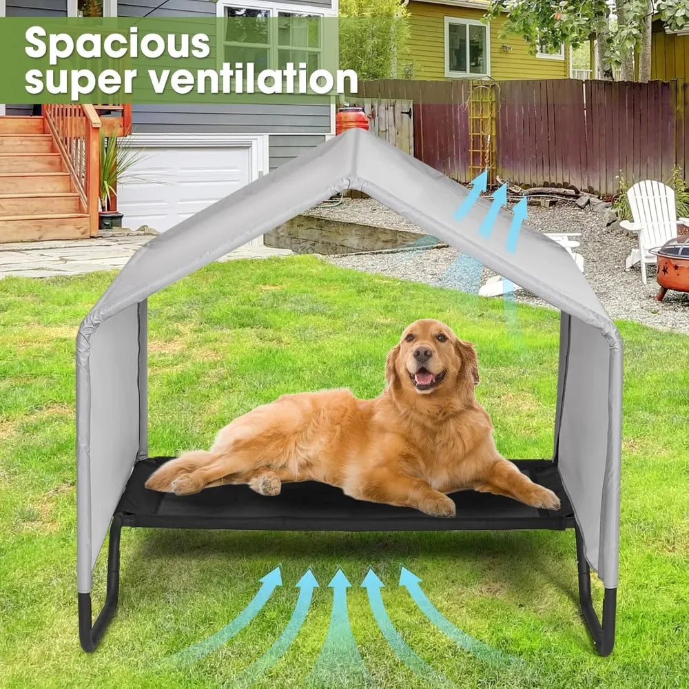 Outdoor Dog Bed With Canopy Shelter For Outdoor Use Waterproof Sun Protection For All Weather
