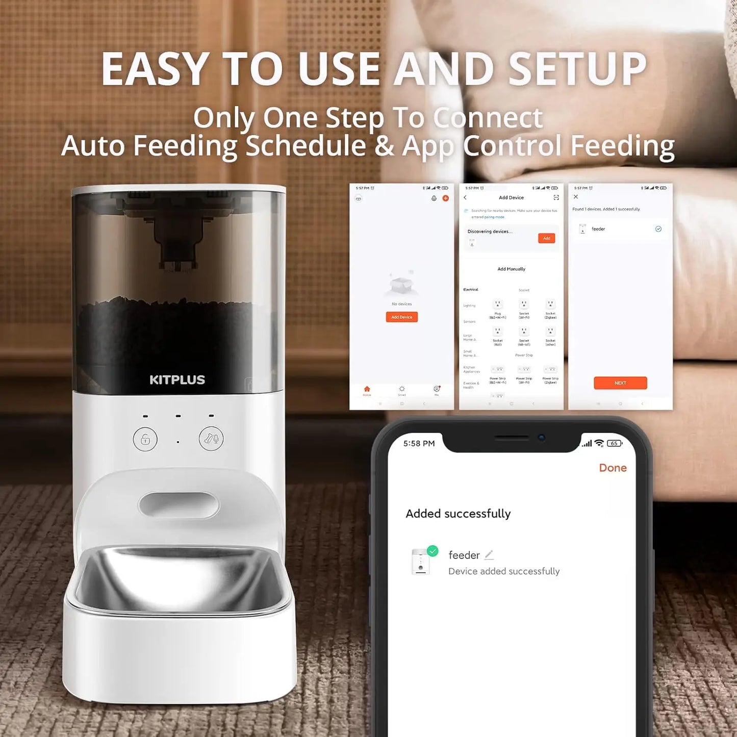 Automatic Cat Feeder With App Control And Locking Lid 4L Pet Dispenser With 30S Voice Recorder