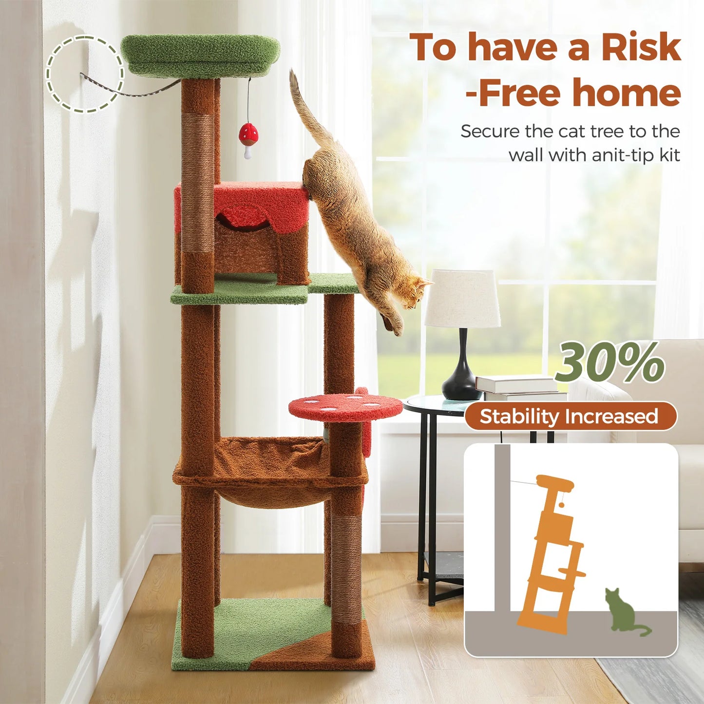 PAWZ Road PremiumQuality UltraDurable MultiLevel CatTree Structure ScratchingPosts Condo Included