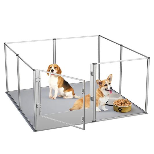 Borwart Extra Large Dog Playpen Acrylic Enclosure Waterproof Pad