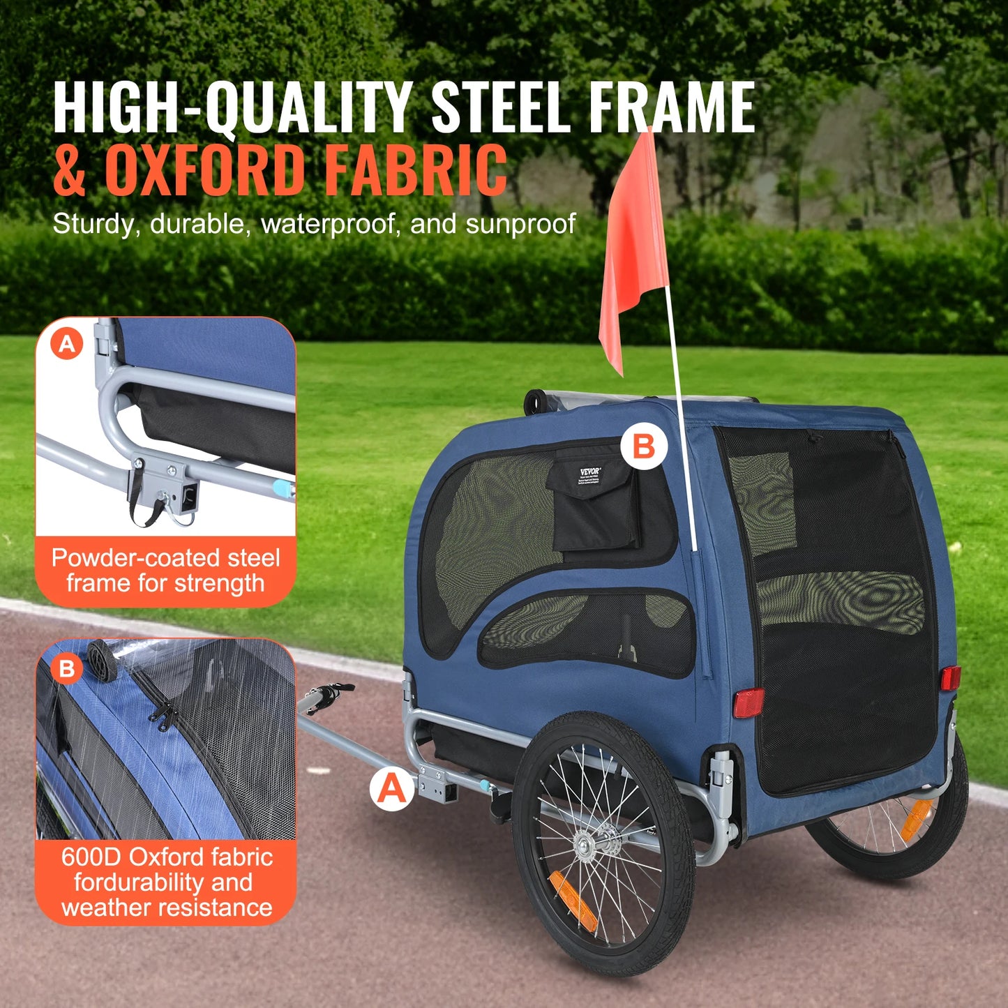 PremiumQuality Durable Universal Dog Bicycle Trailer Carrier With Reflectors Coupler