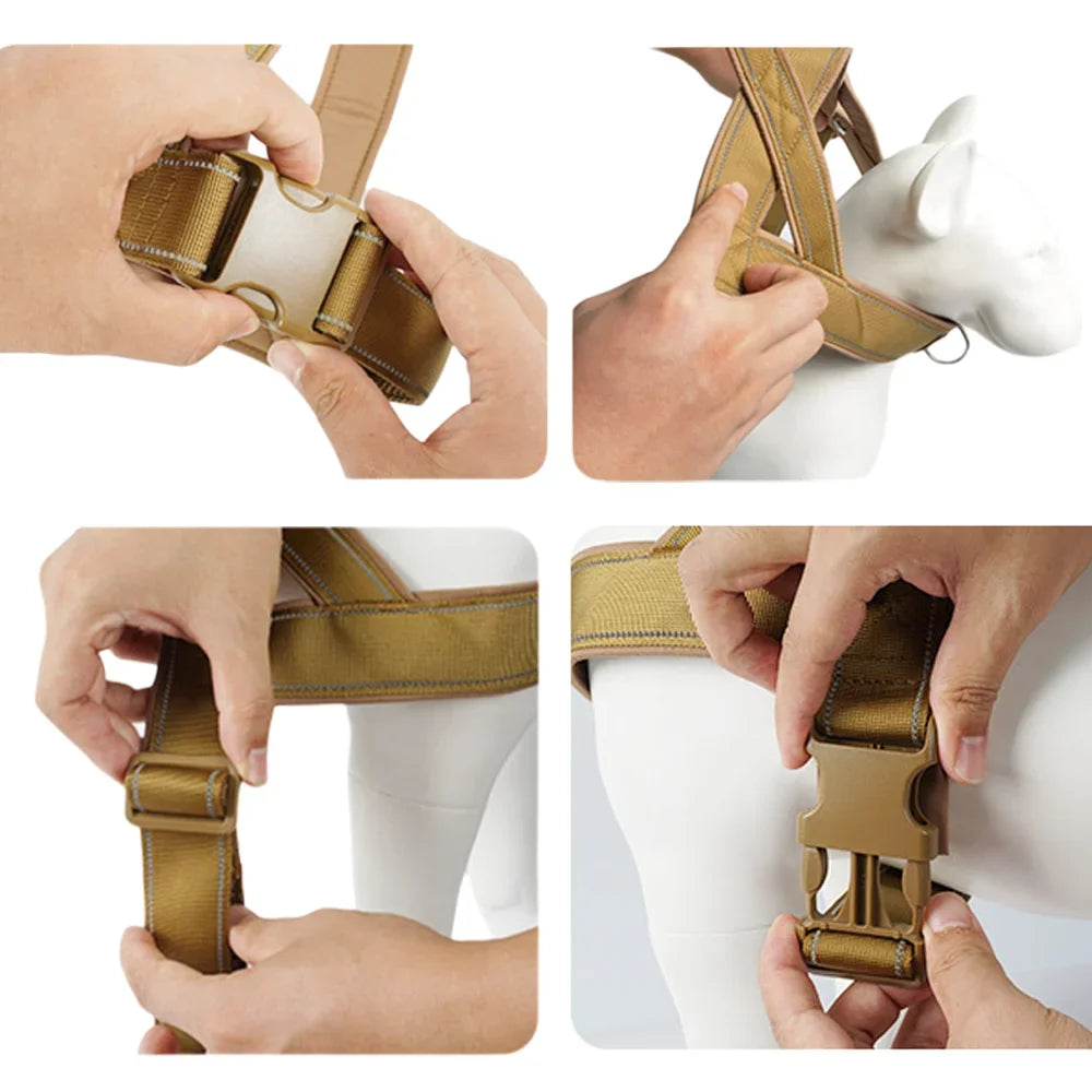 Tactical Anti-Pull Dog Harness 1000D Nylon With Reflective Handle