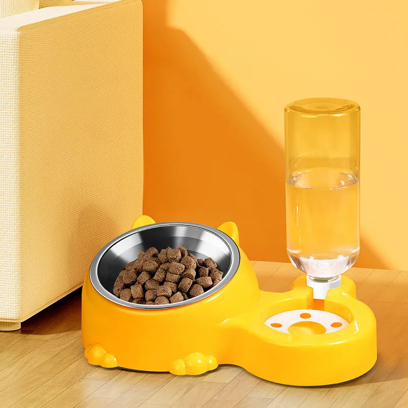 2-In-1 Stainless Pet Bowl for Cats Kittens Puppies Anti-Spill