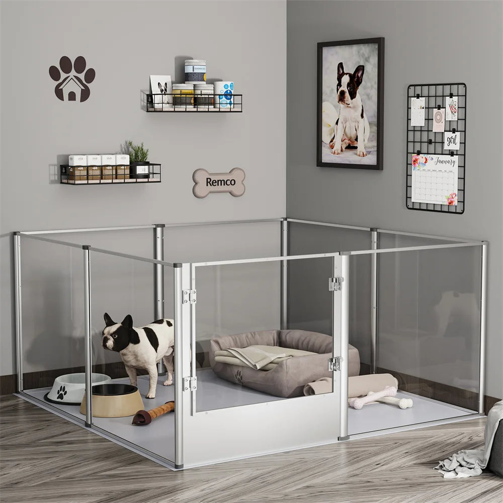 Borwart Extra Large Dog Playpen Acrylic Enclosure Waterproof Pad