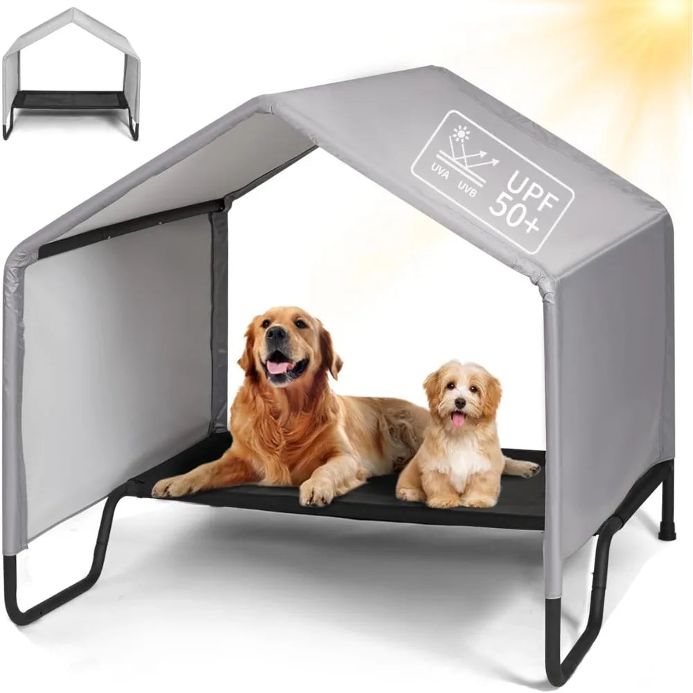 Outdoor Dog Bed With Canopy Shelter For Outdoor Use Waterproof Sun Protection For All Weather