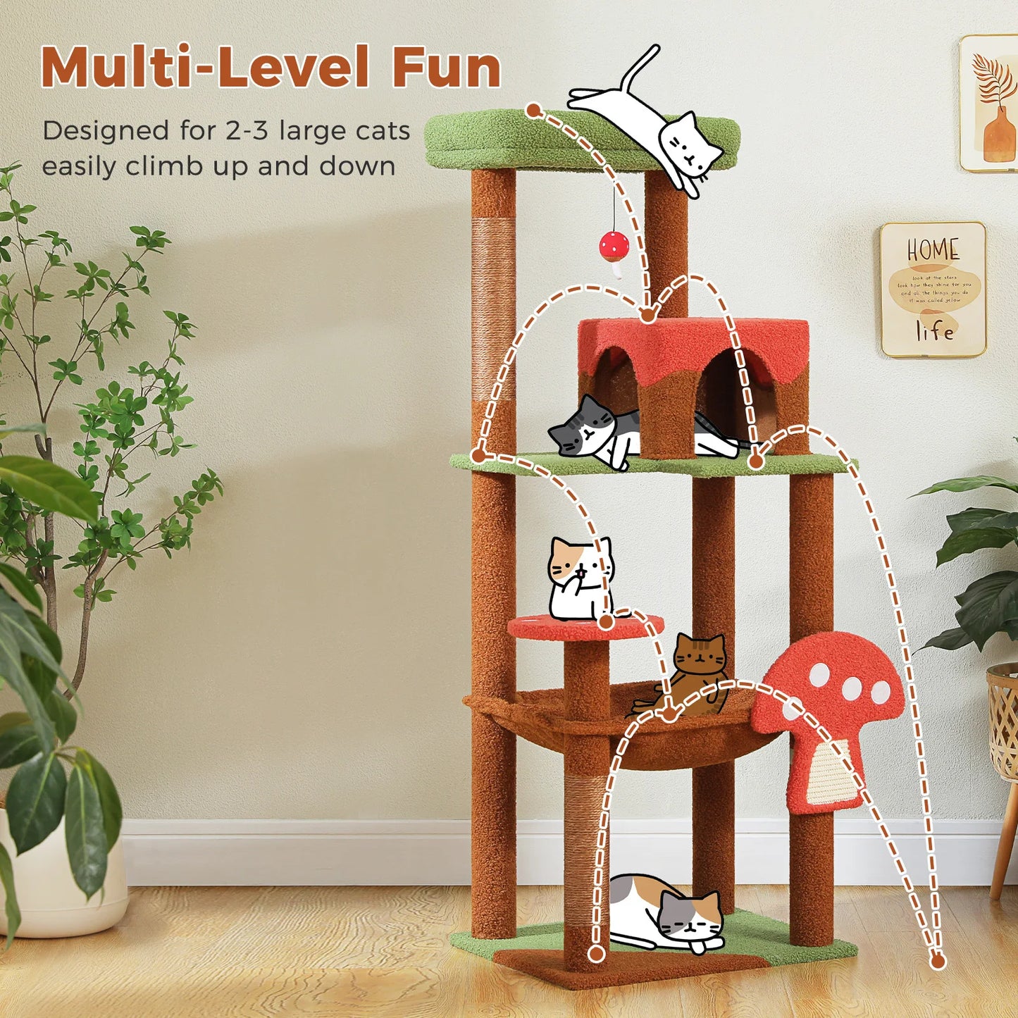 PAWZ Road PremiumQuality UltraDurable MultiLevel CatTree Structure ScratchingPosts Condo Included