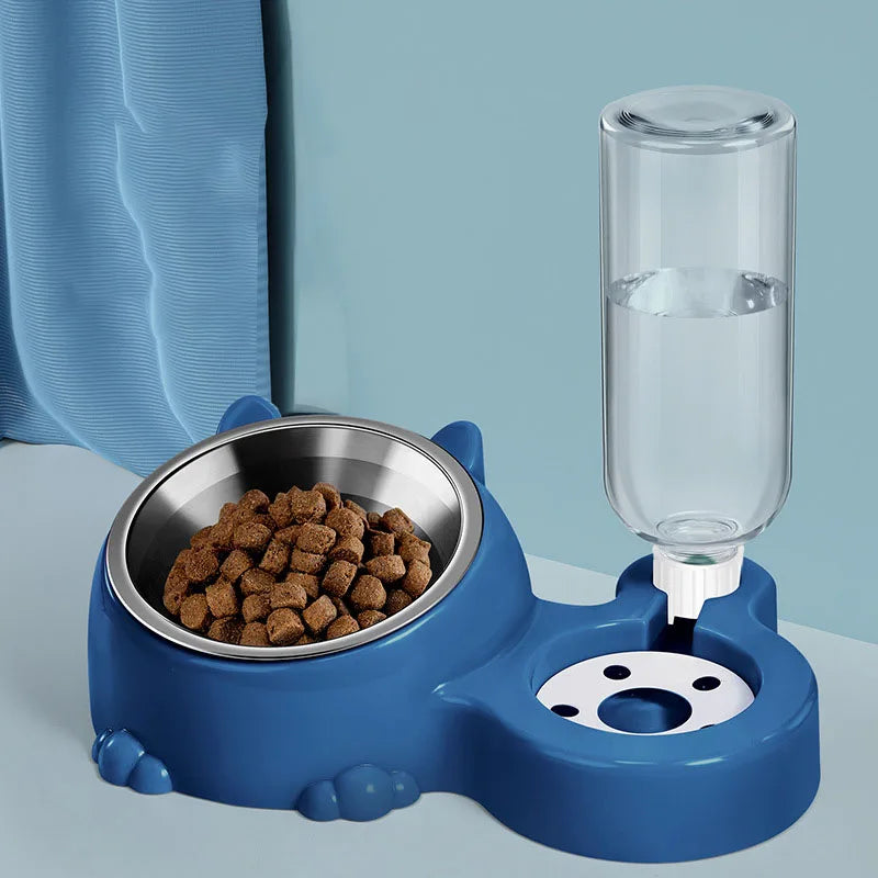 2-In-1 Stainless Pet Bowl for Cats Kittens Puppies Anti-Spill