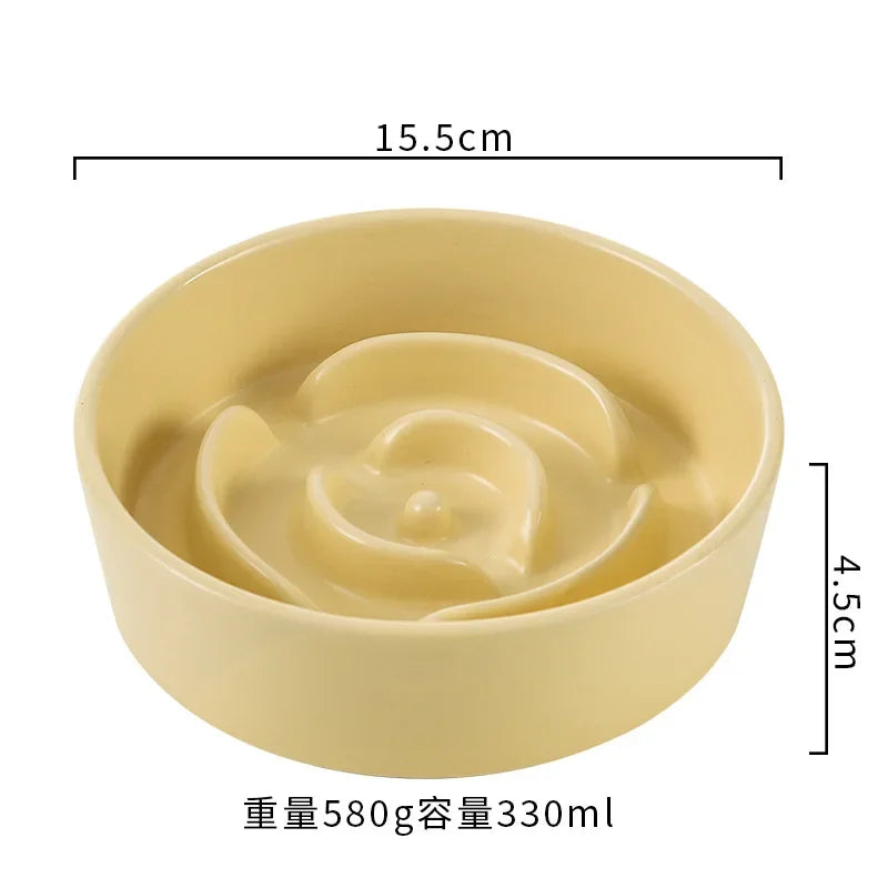 Ceramic Slow Feed Bowl for Cats and Dogs