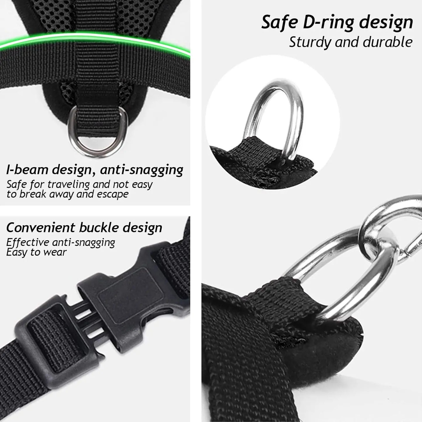 NONECN Cat Chest Harness and Leash Set Summer Mesh Anti Escape Adjustable for All Cats
